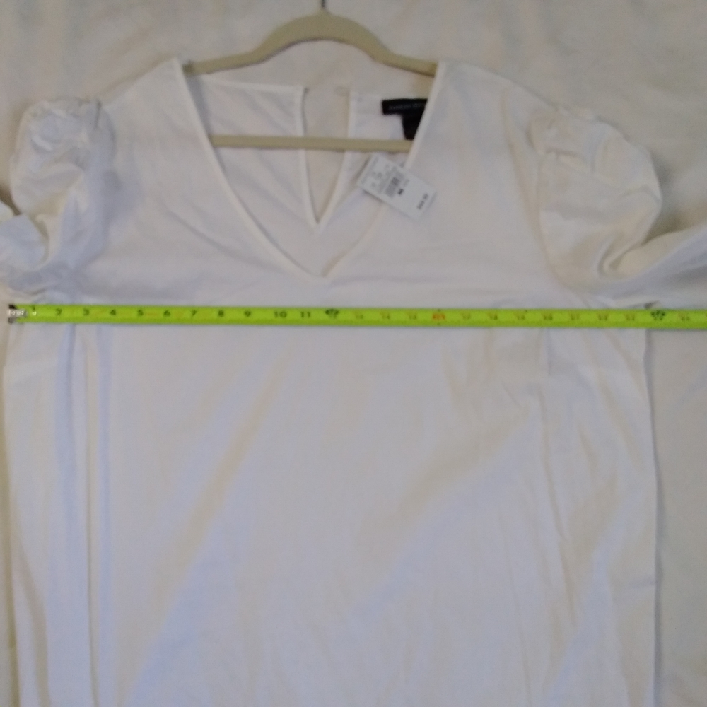 White V-Neck Puff Sleeve Top - Picture 8 of 10